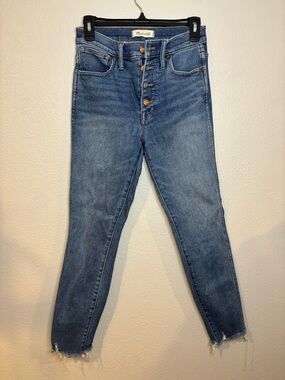 Madewell 10” High-Rise Button-Fly Skinny Jeans - Medium Blue Denim